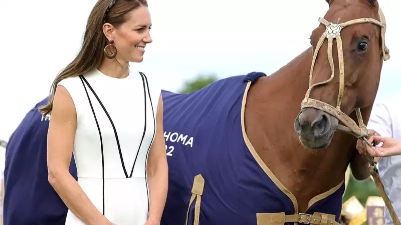 Kate Middleton wears a dress by royal designer Emilia Wickstead to Prince William's polo match