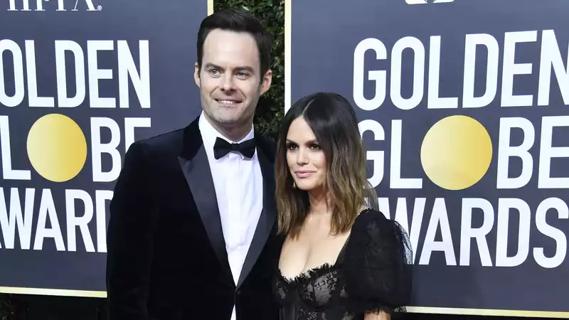 Bill Hader and Rachel Bilson couple make their red carpet debut at the Golden Globe Awards.