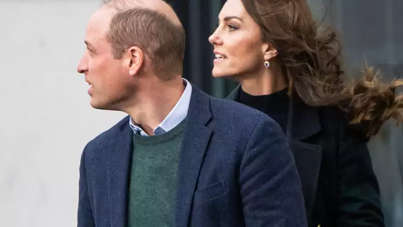 Prince William reacts adorably to being told he and Princess Kate are matching in their recent engagement.