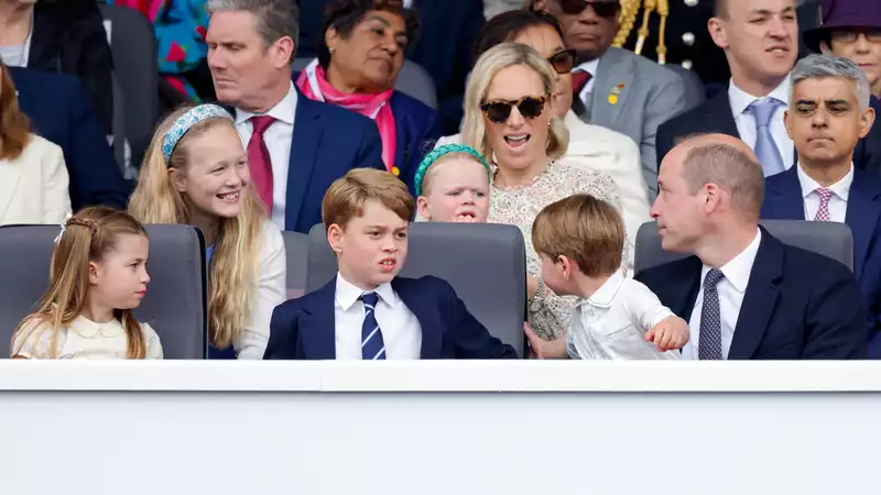 Prince George can't stop laughing at his brother Prince Louis' antics at the Platinum Jubilee