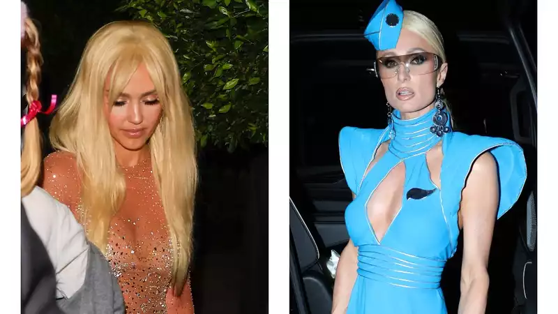 Paris Hilton and Jessica Alba Support Britney Spears and Appear at the Same Halloween Party in Two Different Looks from Spears' "Toxic" Music Video