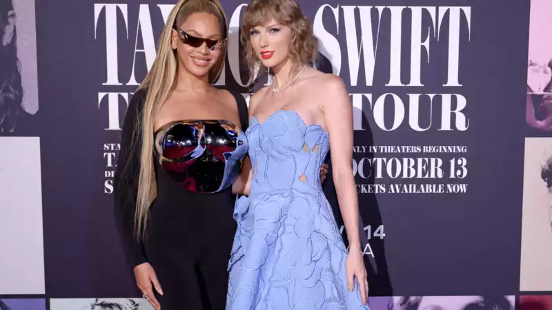 Beyoncé cheers on Taylor Swift at the premiere of her film "The Eras Tour"