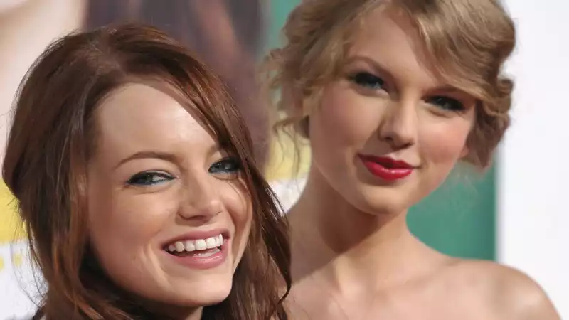 Emma Stone, asked if Taylor Swift's song "When Emma Falls in Love" is about her, says coy