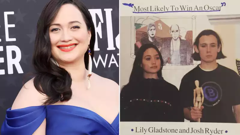 Lily Gladstone was voted "Most Likely to Win an Oscar" in high school, and now the graduating class is gathering to watch (and hope) she wins.